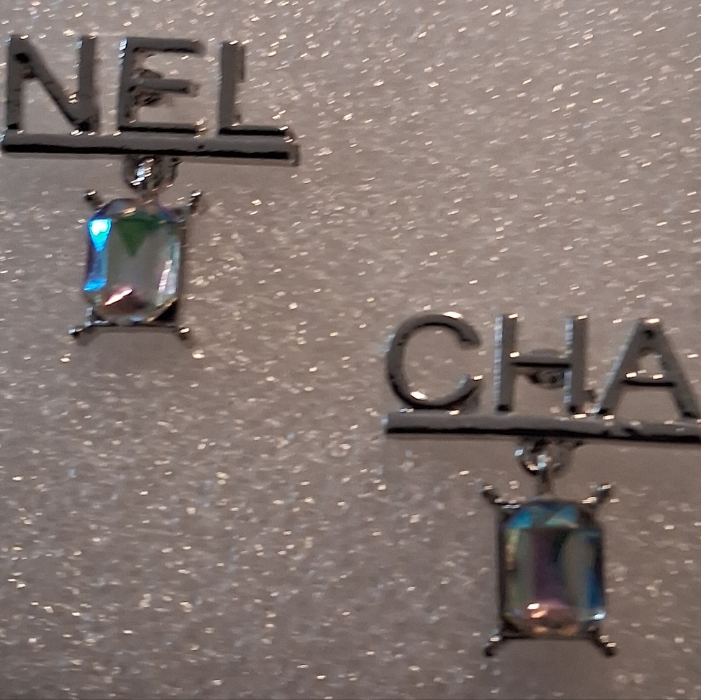 Silver & Iridescent Stone Earrings